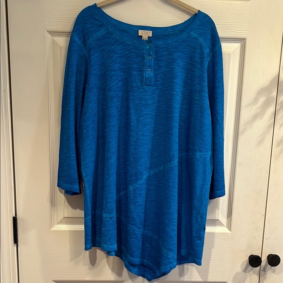 LOGO by Lori Goldstein Blue Tunic Top - Picture 1 of 5